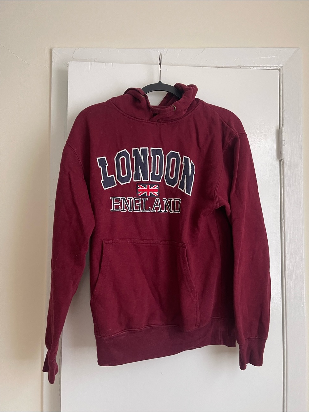 Maroon London England Pullover Hoodie